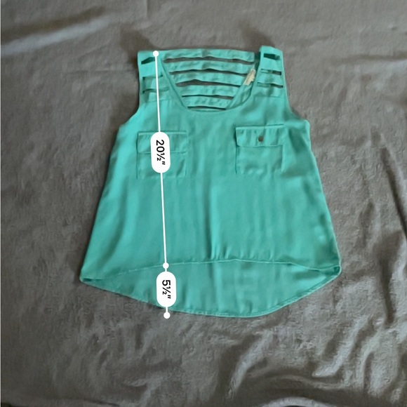 Chocolate USA Tank Top Women Size small Sleeveless  turquoise front pockets - Picture 7 of 8
